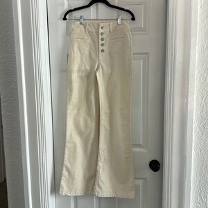 Pink Lily Corduroy Cream Flare Pants